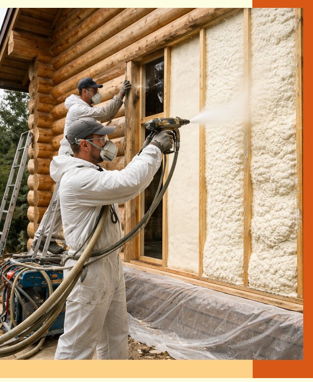 Утепление деревянного дома ППУ в Ейске от 4329 руб/м2 | ТепломастерЕск — под ключ