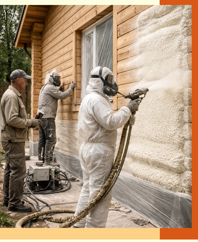 Утепление дома из бруса ППУ в Ейске от 3968 руб/м2 под ключ | ТепломастерЕск