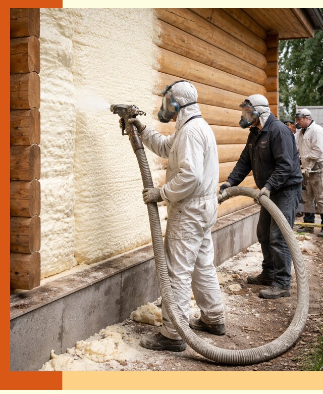 Утепление дома из бруса пенополиуретаном в Ейске