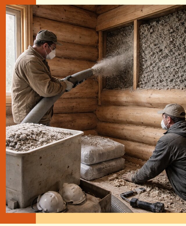 Утепление дома из бруса эковатой в Ейске