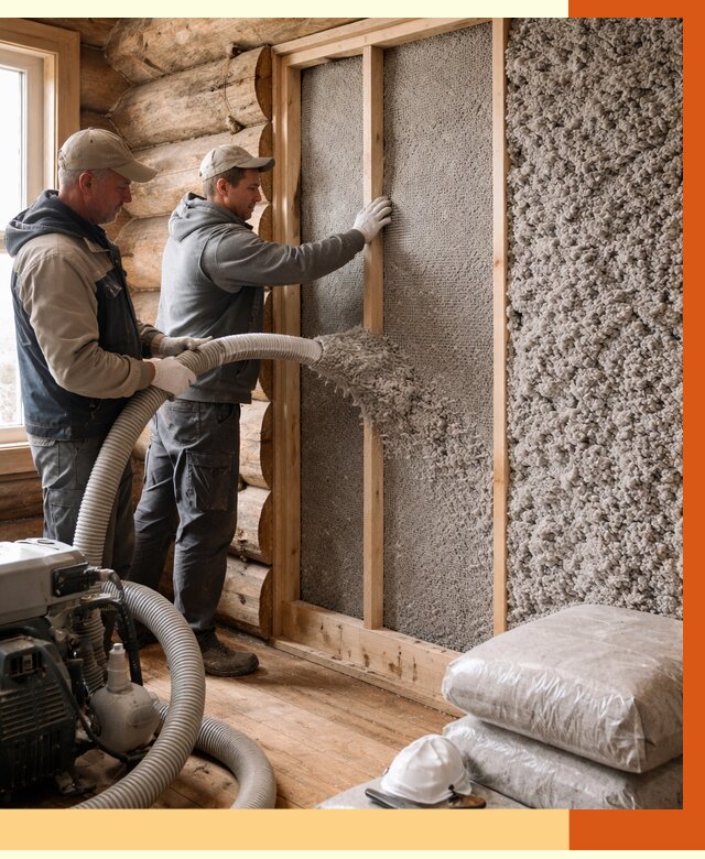 Утепление бревенчатого дома эковатой в Ейске от 2834 руб. | ТепломастерЕск