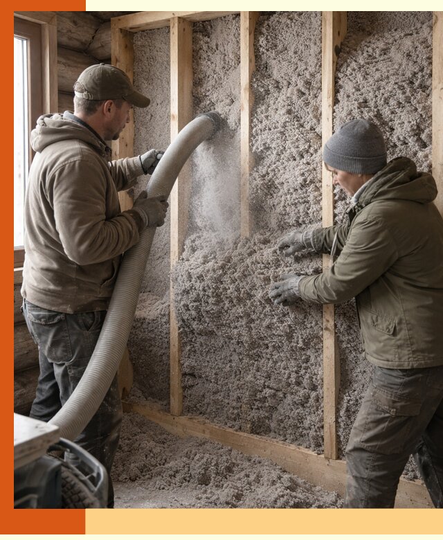 Утепление бревенчатого дома эковатой в Ейске