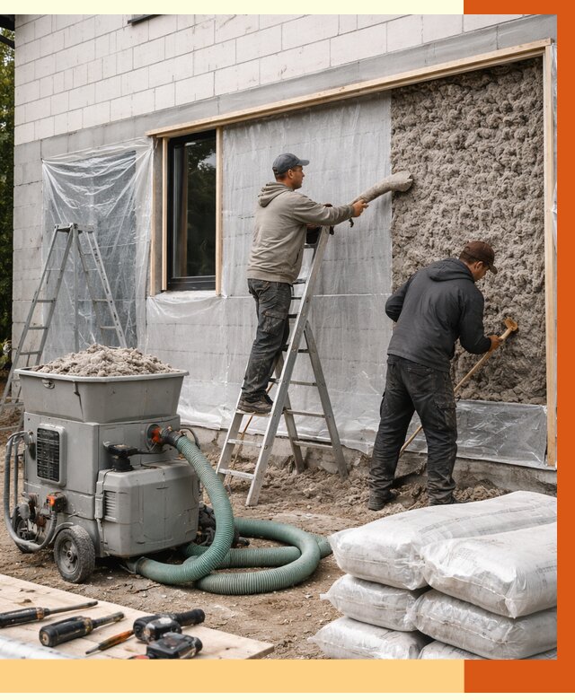 Утепление дома из газобетона эковатой в Ейске от 4638 руб./м2 | ТепломастерЕск