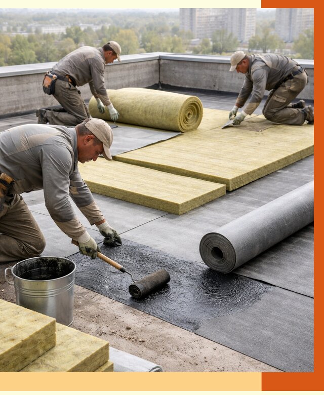 Утепление плоской крыши в Ейске от 7420 руб./м2 под ключ | ТепломастерЕск