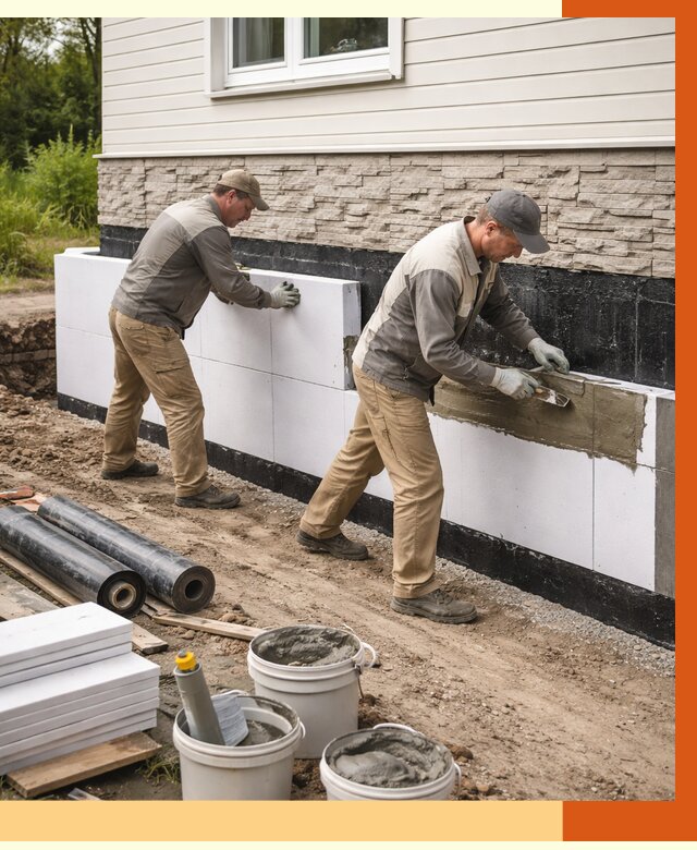 Утепление фундамента снаружи в Ейске от 4329 руб. за м² | ТепломастерЕск