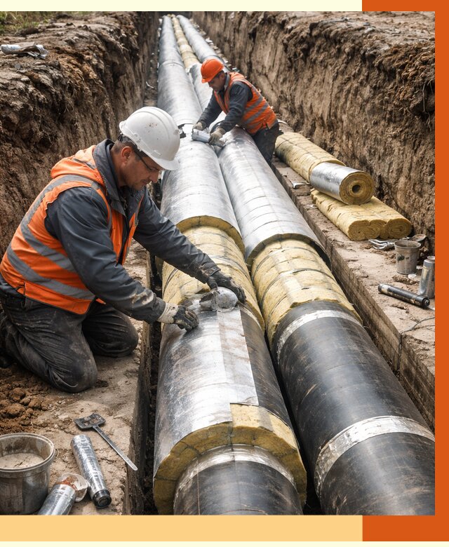 Утепление теплотрассы в Ейске от 4638 руб./м2 — ппу и комплексная изоляция | ТепломастерЕск