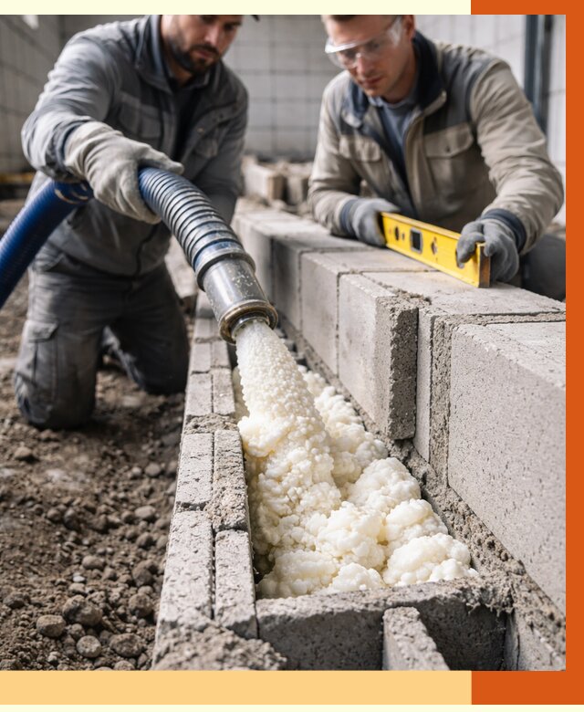 Заполнение колодцевой кладки ППУ в Ейске от 4329 руб. за м2 | ТепломастерЕск