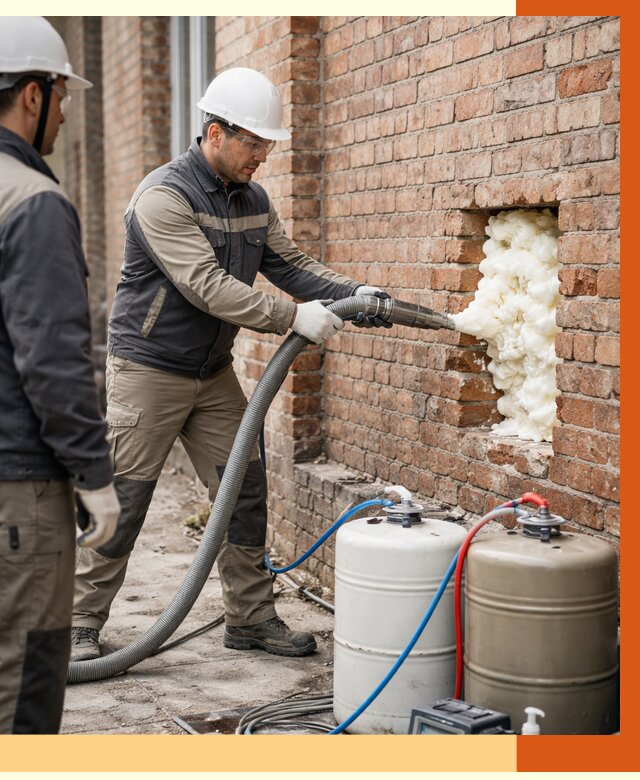 Заливка ППУ в пустоты кирпичной стены в Ейске от 2834 руб. | ТепломастерЕск