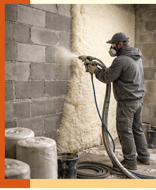 Утепление блочной стены ППУ в Ейске качественно и надёжно