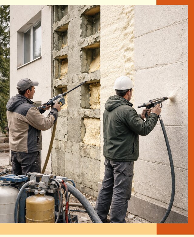 Заполнение пустот фасада в Ейске от 4638 руб. — утепление пустот облицовки | ТепломастерЕск