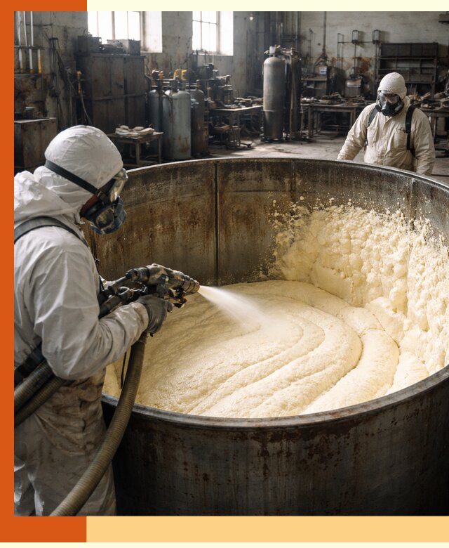 Заливка ппу в емкости с полной изоляцией и герметизацией в Ейске