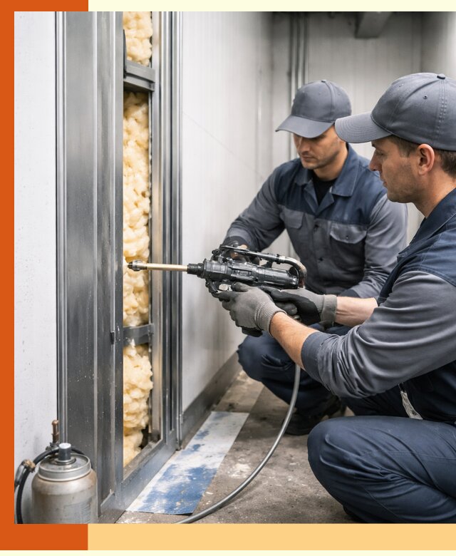 Заполнение пустот холодильных панелей в Ейске специализированной пеной