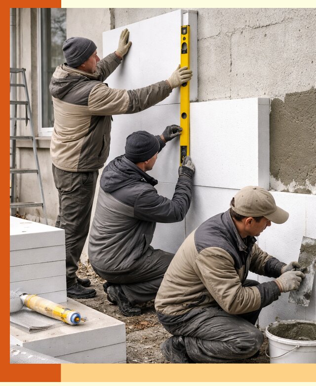 Утепление пенопластом наружных стен и фасадов в Ейске