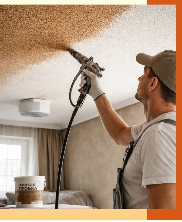 Утепление потолка жидкой пробкой в Ейске от 3607 руб. | ТепломастерЕск