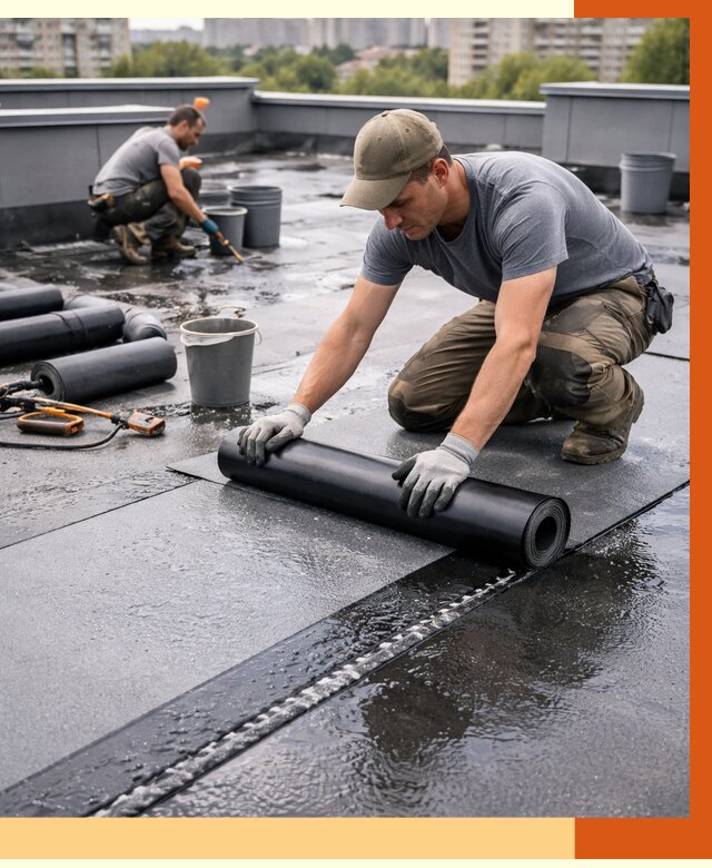 Гидроизоляция плоской кровли в Ейске от 4638 руб./м2 — профессионально | ТепломастерЕск