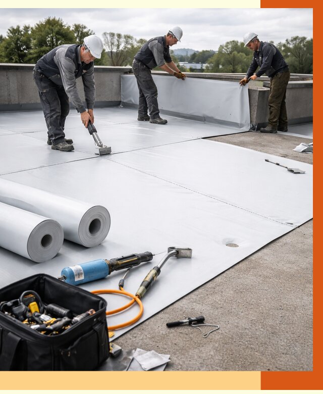 Гидроизоляция мембранной кровли в Ейске от 7730 руб./м² — профессионально | ТепломастерЕск