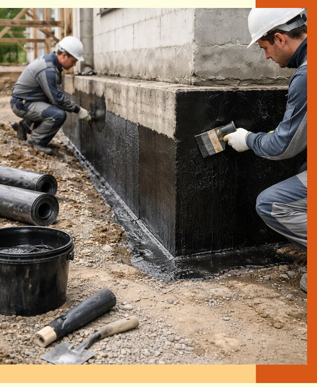 Гидроизоляция фундамента в Ейске от 1288 руб. — профессионально, под ключ | ТепломастерЕск