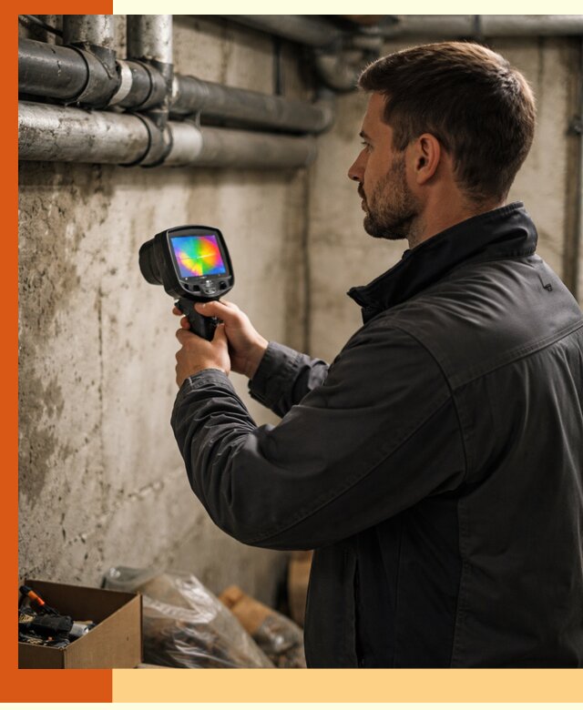 Тепловизионное обследование подвала в Ейске для поиска утечек тепла