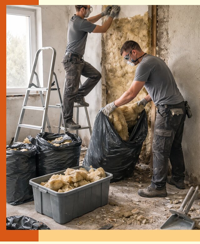 Демонтаж старого утеплителя и вывоз отходов в Ейске